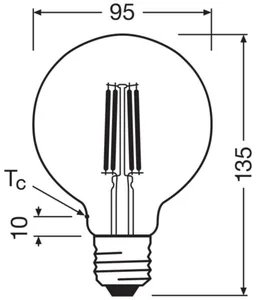 Sisustuslamppu Ledvance Superior Classic Globe95 Energy Efficiency - SISUSTUSLAMPPU LEDVANCE G95 3,8W/840 806LM E27 CL ELA
