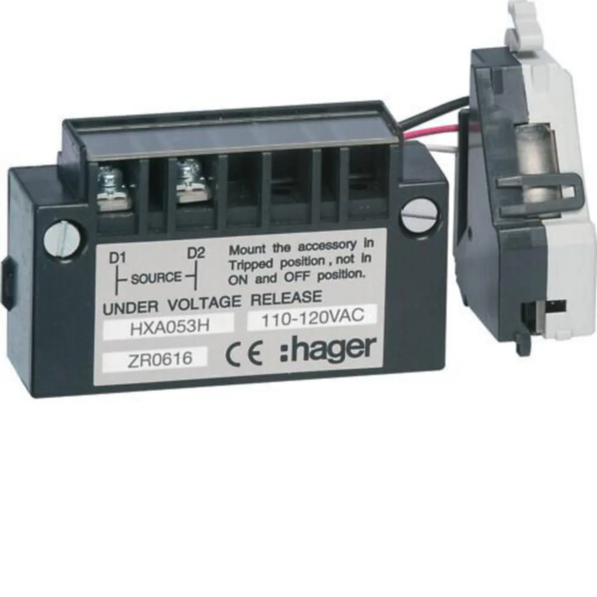 Alijännitelaukaisija Hager h3 HXA053H P160-P630 HID. 110VAC