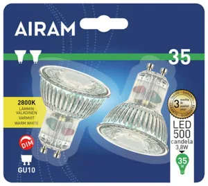 Kohdelamppu Airam Led PAR16 FG blisterpakkaus - KOHDELAMPPU AIRAM LED FG PAR16 828 230LM GU10 DI 2BL