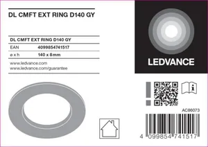 Mekaaninen lisätarvike Ledvance Downlight Comfort - MEKAANINEN LISÄTARV. LEDVANCE DL CMFT EXT RING D140 GY