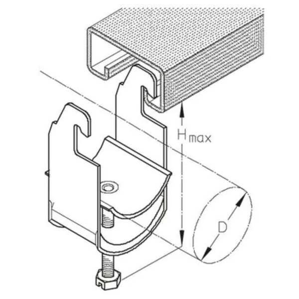 Kaarikiinnike PUK C-profiili K36AC Ø32-36/HMAX=67MM AL