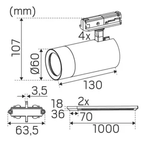 Kohdevalaisin Hide-a-lite Optic Track - KOHDEVALAISIN OPTIC TRACK IP20 770LM 9,7W 27/3K BL KIT