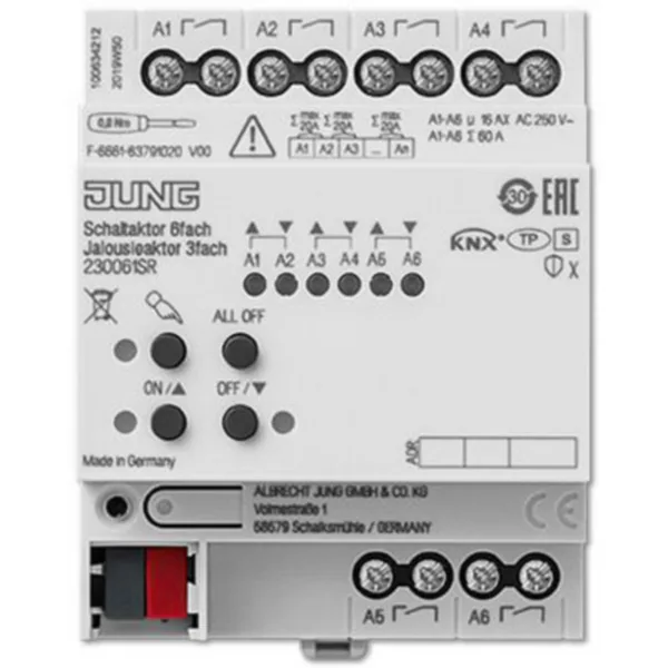 Lähtöyksikkö KNX Ensto Jung KYTKIN/VERHOYKSIKKÖ 6/3-KANA