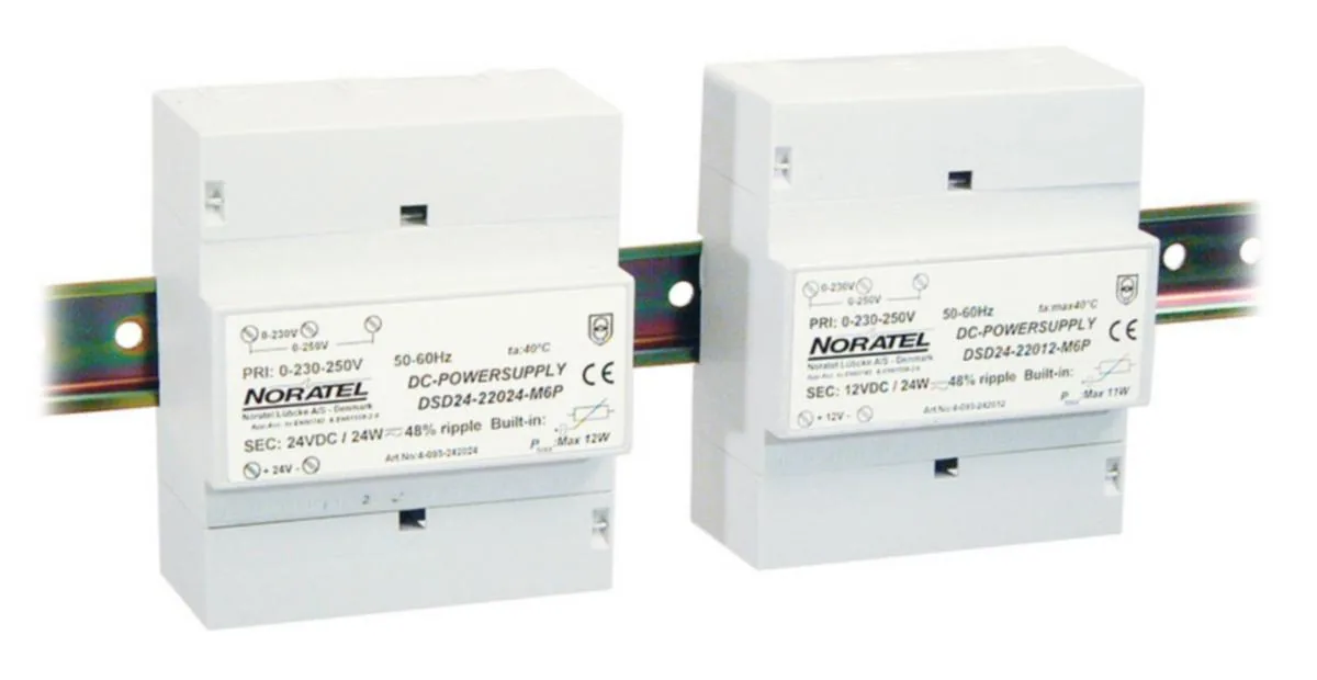 Virtalähde Noratel DC IP40 DSD 35 mm DIN-kiskoon - VIRTALÄHDE NORATEL DSD24-22012M6P 24W 2A <48% DIN