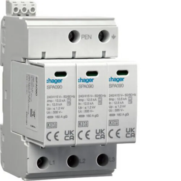 Ylijännitesuoja kiinteistö Hager SPA930 3N T1+T2 1.2KV 37.5KA