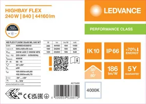 Syväsäteilijä Ledvance High Bay PFM Flex - SYVÄSÄTEILIJÄ HIGH BAY PFM HB FLEX 240W 840 35X80D ML