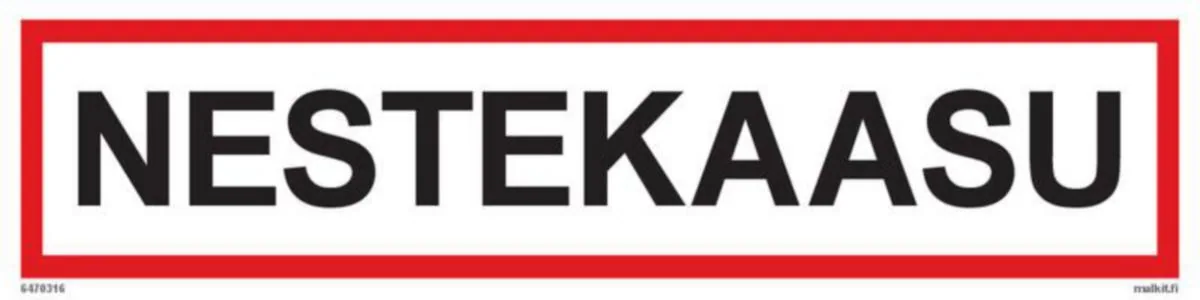 Merkintätarra Malkit Paloala NESTEKAASUA 400X100