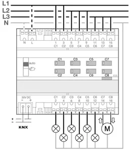 Lähtöyksikkö Hager KNX ETS - LÄHTÖYKSIKKÖ KNX KNX ETS TYA608D 8X16A RLCV SECURE DIN