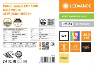 Moduulivalaisin Ledvance Panel IndiviLED® - MODUULIVALAISIN LEDVANCE PL INDV 1200 38W 930 DALI WT
