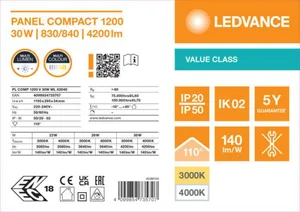 Moduulivalaisin Ledvance Panel Value - MODUULIVALAISIN PANEL VALUE PL COMP 1200 30W 830840 ML OP