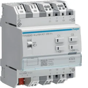 Lähtöyksikkö Hager KNX ETS - LÄHTÖYKSIKKÖ KNX ETS TYAS604D 4X16A RLCV SECURE DIN
