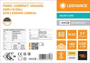 Moduulivalaisin Ledvance Panel Value - MODUULIVALAISIN PANEL VALUE PL COMP 1200X600 42W CCT MP DA