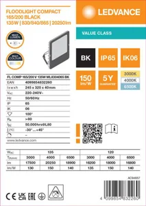 Valonheitin Ledvance Floodlight Value COMPACT GEN2 - VALONHEITIN FLOODLIGHT VALUE FL COMP 200 20250LM CCT ML BK