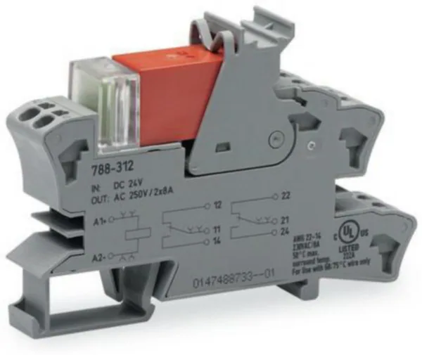 Relemoduuli Wago 2NO/2NC (2 x 8 A) 788-sarja 788-312 RELEMODULI 24V DC1 CO