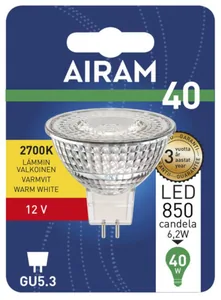 Kohdelamppu Airam Led MR16 blisterpakkaus - KOHDELAMPPU AIRAM LED FG MR16 827 430LM GU5.3 12V 36