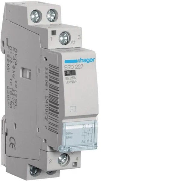 Kontaktori Hager ESD227 1s+1a 25A k.24VAC