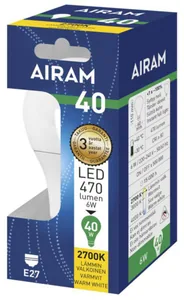 Vakiolamppu Airam Led A60 pahvipakkaus - VAKIOLAMPPU AIRAM LED A60 827 470lm E27 OP