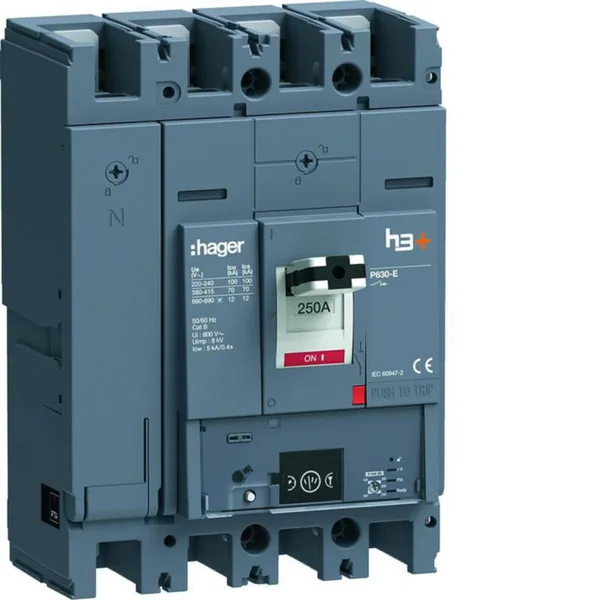 Kompaktikatkaisija Hager h3+ Energy P630 4N 250A 70KA