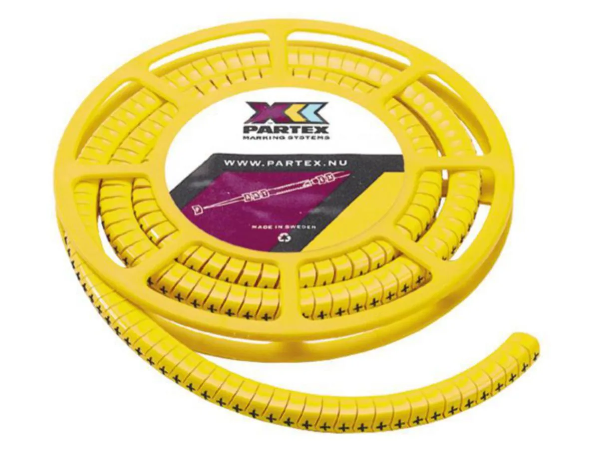 Johdinmerkki Partex PA2/4 KELT./MUSTA, RULLA, 2