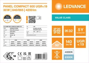 Moduulivalaisin Ledvance Panel Value - MODUULIVALAISIN LEDVANCE PL COMP 600 30W 840865 ML MP