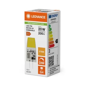 Pienoislamppu Ledvance Performance Special PIN Micro - PIENOISLAMPPU LEDVANCE PIN MICRO 2W/827 200LM DIM G4