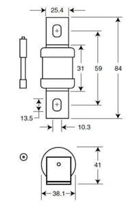 Putkisulake erikoisnopea Bussmann uR/aR BS88 - PUTKISULAKE ERIKOISN BUSSMANN BS88 240V AC/150V DC 400A