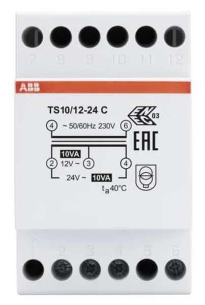 Suojajännitemuuntaja ABB TS10/12-24C 230/12-24VAC 10VA