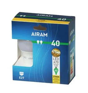 Vakiolamppu Airam Led A60 pahvipakkaus - VAKIOLAMPPU AIRAM LED A60 827 470lm E27 OP 2BX