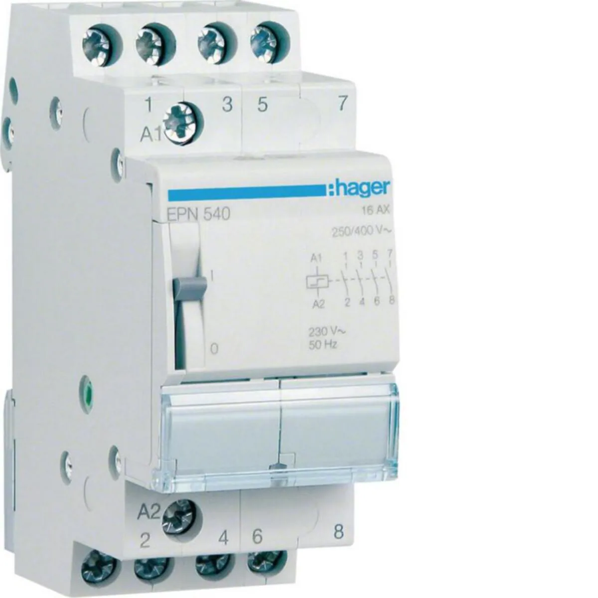 Sysäysrele Hager EPN540 4S 230VAC/110VDC