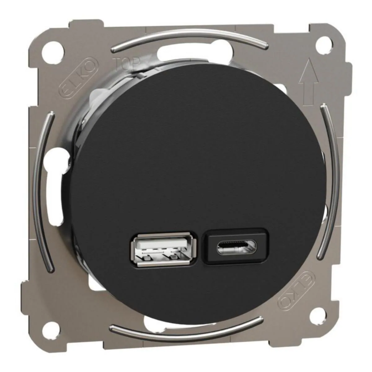 Keskiölevy ELKO One USB, USB-LATAUS PR A+C 21W PD MUS – musta