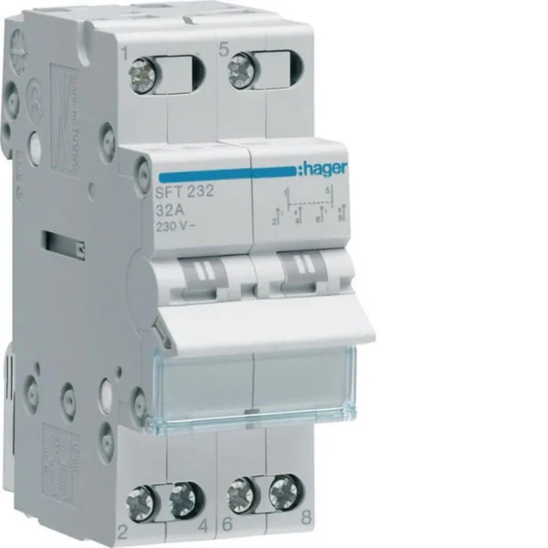 Vaihtokytkin Hager SFH232 1-2 2N 32A 230VAC