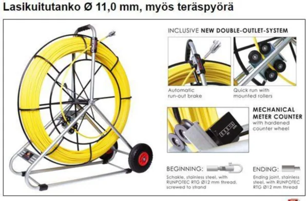 Vetojousitarvike Runpotec KAAPELIKÄÄRME 300 M, 11,0 MM