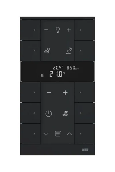 Huonetermostaatti ABB-free@home ABB FREEHOME 10-OS T CO2 RH VOC MUS