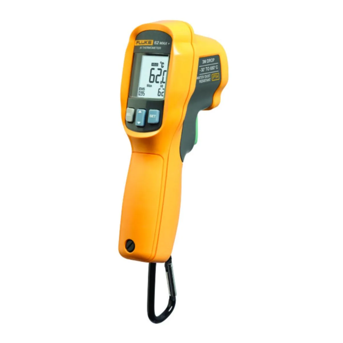Infrapunalämpömittari Fluke 62 MAX - INFRAPUNALÄMPÖMITTARI TEMP FLUKE-62 MAX + KAKSOISLASER