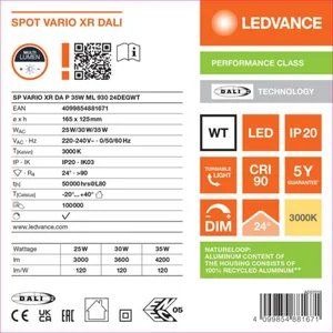 Alasvalo Ledvance Spot Vario - ALASVALO LEDVANCE SP VARIO XR 35W 930 24D DALI