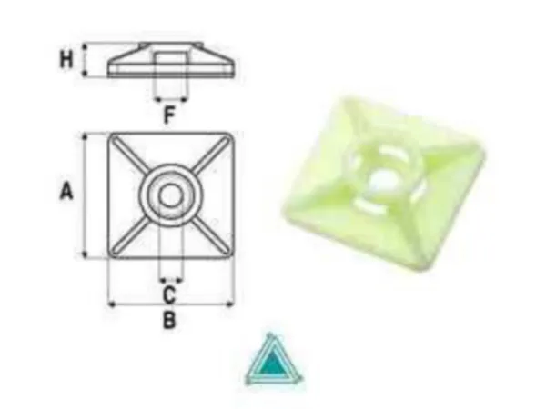 Johdinsideankkuri Elematic ruuvi- tai tarrakiinnitys 27x27mm VA AKRYLII 100kpl/pss
