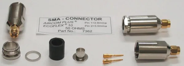 Liitin Finnsat SSB Ecoflex N uros/naaras ja SMA uros SMA-UROS ECOFLEX10 50OHM