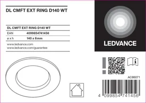 Mekaaninen lisätarvike Ledvance Downlight Comfort - MEKAANINEN LISÄTARV. LEDVANCE DL CMFT EXT RING D140 WT