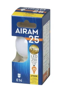 Pienkupulamppu Airam Led OP45 pahvipakkaus - PIENKUPULAMPPU AIRAM LED P45 827 250lm E14 OP