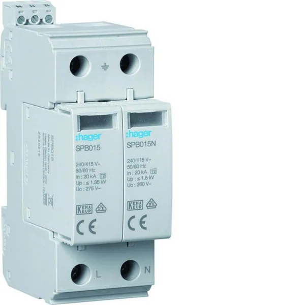 Ylijännitesuoja kiinteistö Hager SPB215 2N T2 1.35KV 20KA HÄL
