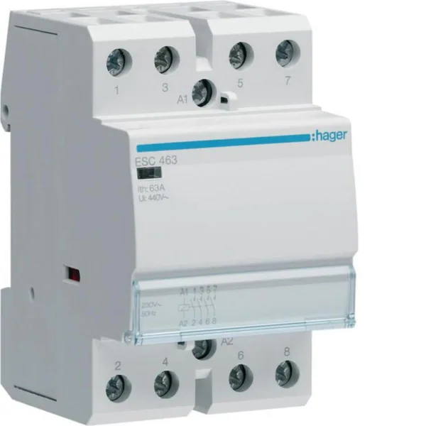 Kontaktori Hager ESC463 4s 63A k.230VAC