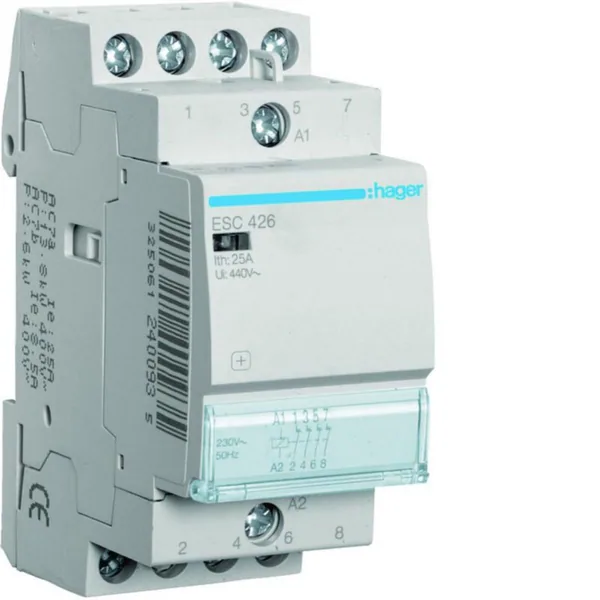 Kontaktori Hager ESC426 4a 25A k.230VAC