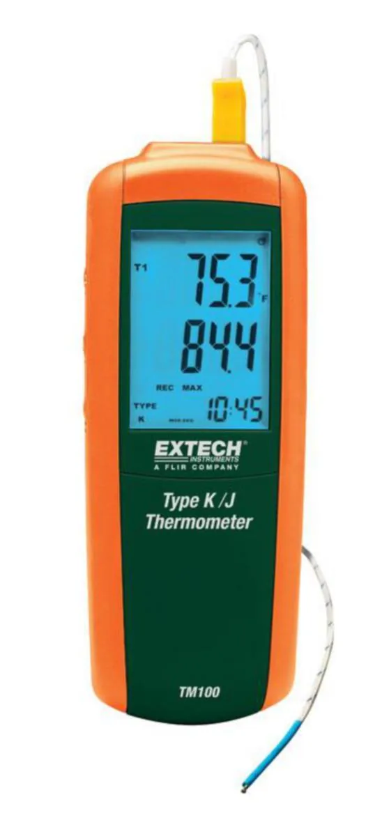 Lämpömittari TM100 Extech - LÄMPÖMITTARI EXTECH J/K-TYYPPI 1-KAN LAAJA ALUE