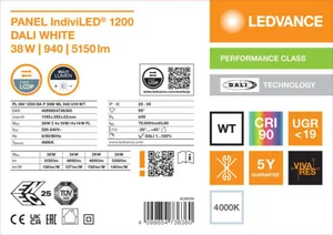 Moduulivalaisin Ledvance Panel IndiviLED® - MODUULIVALAISIN LEDVANCE PL INDV 1200 38W 940 DALI WT