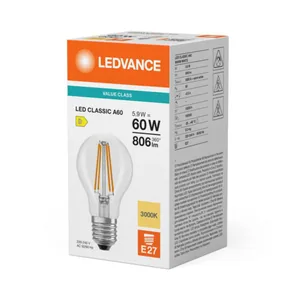 Vakiolamppu Ledvance Value Classic - VAKIOLAMPPU VALUE CLASSIC CLA 5,9W/830 806LM E27 CL