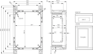 Asennuskotelo PC Fibox 403015 Arca IEC - ASENNUSKOTELO PC FIBOX ARCA 403015W 400x300x150mm IP66 HA
