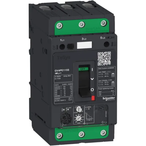 Moottorinsuojakatkaisija Schneider Electric TeSys GV4P GV4PE80N 40-80A 22-37KW VIPU