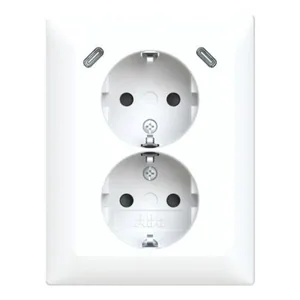 Pistorasia + USB ABB SAGA 2-osainen - PISTORASIA + USB SAGA 2S/16A/IP21 UKJ 0X USB C+C VAL