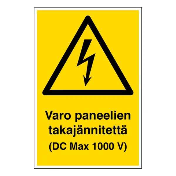 Merkintäkilpi ST aurinkosähkö VARO PANEEL TAKAJ 200x300 MAG