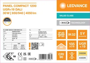 Moduulivalaisin Ledvance Panel Value - MODUULIVALAISIN PANEL VALUE PL COMP 1200 30W 93040 MP DALI